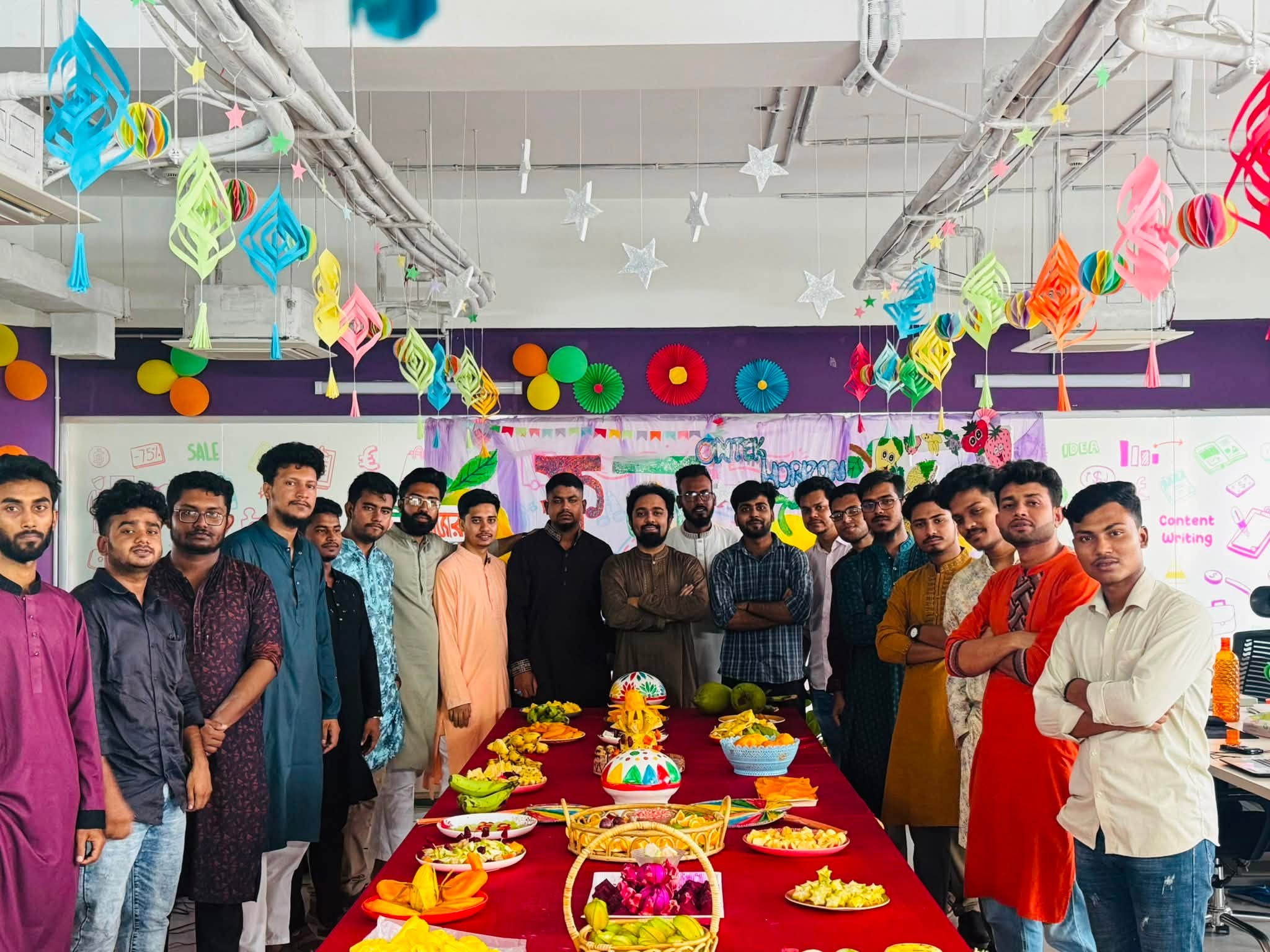 The office decorated for a festival